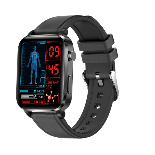 smartwatch 650nm เลเซอร์บำบัด อุณหภูมิร่างกาย อุณหภูมิน้ำตาล ออกซิเจนในเลือด อัตราการเต้นหัวใจ จอภาพการนอนหลับ